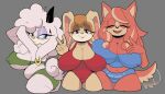  2024 anthro big_breasts bovid breasts canid canine canis caprine cleavage clothed clothing conductor&#039;s_wife_(sonic) female fuckwolfamy group hi_res horn huge_breasts lagomorph lanolin&#039;s_mother_(sonic) leporid looking_at_viewer mammal mature_female nipple_outline rabbit sega sheep side_boob slightly_chubby sonic_the_hedgehog_(series) the_murder_of_sonic_the_hedgehog trio vanilla_the_rabbit wolf 