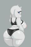  absurd_res anthro areola big_breasts big_butt black_bottomwear black_clothing black_topwear blue_eyes boss_monster_(undertale) bottomwear bovid breasts butt caprine clothed clothing eyelashes female floppy_ears fur goat grey_background hi_res horn huge_breasts huge_butt looking_at_viewer looking_back looking_back_at_viewer lop_ears mammal nipples pink_areola pink_nipples raised_clothing raised_topwear rear_view simple_background solo the_heking_(artist) thick_thighs topwear toriel undertale_(series) white_body white_fur white_horn wide_hips 