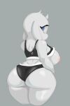  2024 absurd_res anthro areola big_breasts big_butt black_bottomwear black_clothing black_topwear blue_eyes boss_monster_(undertale) bottomwear bovid breasts butt caprine clothed clothing digital_media_(artwork) eyelashes female floppy_ears fur goat grey_background hi_res horn huge_breasts huge_butt looking_at_viewer looking_back looking_back_at_viewer lop_ears mammal nipples pink_areola pink_nipples raised_clothing raised_topwear rear_view simple_background solo the_heking_(artist) thick_thighs topwear toriel undertale_(series) white_body white_fur white_horn wide_hips 