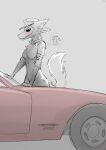  absurd_res anthro blue_eyes blush breasts canid canine canis car domestic_dog female fox fur hi_res mammal mask noble_(nobledreameater) skulldog_(species) solo tail text vehicle wolf zeptophidia 