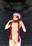  artist_request christmas copyright_request glasses naked_scarf nude scarf snow snowing solo 