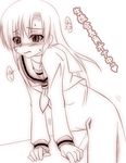  blush desk hayate_no_gotoku! ikebata_homura katsura_hinagiku long_hair masturbation monochrome school_uniform solo translated 