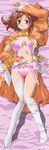  bra dakimakura full_body garter_belt happiness! kamisaka_haruhi lingerie open_clothes open_robe orange_shirt panties robe shirt solo thighhighs underwear 