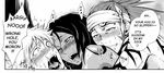  2boys abarai_renji bleach blush comic dark_skin doujinshi fake_translation greyscale group_sex hetero kurosaki_ichigo long_hair mmf_threesome monochrome multiple_boys non-web_source ponytail saliva sex shihouin_yoruichi threesome todd_oyamada 