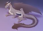  2019 anus digital_media_(artwork) dragon feral fur furred_dragon lunalei lying male on_side penis precum silver_(silverandcyanide) simple_background solo 