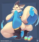  anthro anus big_breasts blush bodily_fluids breasts butt canid canine canis clothed clothing female fox fur genital_fluids genitals hi_res kemono mammal pussy rabbitbrush shirano smile solo video_games world_flipper 