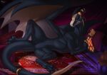  anthro digital_media_(artwork) dragon female feral harem lying maaia pillow scalie 