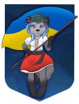  anthro canid canine canis clothing dress female flag flower hi_res malovolpe mammal plant ukraine wolf 