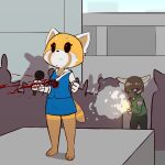  absurd_res aggretsuko ailurid anthro assassin assassination barefoot blood blood_splatter blood_spray bodily_fluids bottomwear building bullet_hole bullet_wound camelid city clothing crowd day death dress duo e254e electronics fatal fatal_wound feet female gas_mask gloves gore group gun handwear heartshot hi_res hoodie jacket killing leg_markings llama male mammal markings mask microphone miniskirt muzzle_flash pear-shaped_figure ranged_weapon red_panda retsuko ring_(marking) ringed_tail ryona sanrio shooting shotgun skirt smoke socks_(marking) stalker striped_markings striped_tail stripes surprise tail tail_markings topwear unhinged_fan_(aggretsuko) weapon wide_hips 