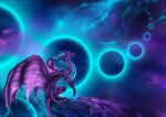  2022 ambiguous_gender claws detailed_background digital_media_(artwork) dragon feral hi_res horn membrane_(anatomy) membranous_wings night outside scales scalie selianth sky solo spines star starry_sky western_dragon wings 