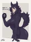  2021 5_fingers anthro biped black_claws black_ears black_hair black_tail bone border breasts canid canine canis claws conditional_dnp digital_drawing_(artwork) digital_media_(artwork) drakeraynier english_text featureless_breasts featureless_crotch finger_claws fingers fluffy fluffy_hair fluffy_tail grey_background hair hi_res holding_object holding_phone long_hair long_tail looking_at_viewer mammal phone pinup portrait pose scp-1471 scp_foundation sharp_teeth signature simple_background skull skull_head smile solo standing teeth text three-quarter_portrait white_border white_eyes wolf 