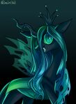  absurd_res arthropod black_body changeling fangs female feral friendship_is_magic green_hair green_sclera hair hasbro hi_res horn looking_at_viewer my_little_pony notched_wings open_mouth pupils queen_chrysalis_(mlp) signature slit_pupils solo wings 