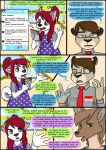  2020 anthro biped clothing collaboration comic detailed_background dialogue english_text female fur group hair hi_res kammypup kammypup_(artist) kangaroo macropod male mammal marsupial necktie runt_(artist) shirt speech_bubble standing text topwear trio young 