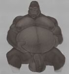 anthro ape balls belly big_belly bodily_fluids body_hair chest_hair foreskin gabgbb genitals gorilla hairy hairy_balls hairy_belly haplorhine hi_res male mammal moobs muscular muscular_anthro muscular_male musk nipples one_eye_closed overweight pecs penis primate pubes slightly_chubby solo sweat vein veiny_penis wink yellow_eyes