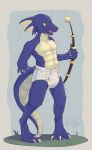  3_toes anthro archer blue_body blush blush_lines bow_(weapon) claws diaper digitigrade ear_fins feet fin heroes_of_might_and_magic heroes_of_might_and_magic_iii hi_res homm homm3 humanoid lizard lizardman magic male might_and_magic preschoolkaiju pupils question_mark ranged_weapon reptile scalie shocked_expression slit_pupils solo sparkles surprised_expression toes ubisoft video_games weapon yellow_eyes yellow_underbelly 