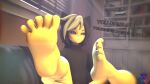 3d_(artwork) 5_fingers absurd_res barefoot blue_eyes digital_media_(artwork) english_text feet fingers foot_focus hi_res humanoid_feet mikey_(mikeyuk) rookieanimator210 signature soles solo text yellow_body yellow_skin 