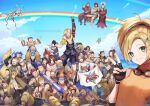  aniki_(ff10) auron black_hair blonde_hair blue_eyes braska breasts brown_hair character_request chocobo cid_(ff10) cloud dark-skinned_male dark_skin dona double_v everyone final_fantasy final_fantasy_x green_eyes japanese_clothes jecht jewelry kimahri_ronso long_hair looking_at_viewer lulu_(ff10) medium_hair monkey multiple_boys multiple_girls necklace open_mouth rainbow rikku sabotender sasanomesi seymour_guado short_hair smile tidus v wakka yuna_(ff10) yunalesca 