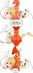 admiring adventure_time big_butt butt cake_the_cat calico_cat cartoon_network dialogue domestic_cat felid feline felis female fionna_the_human flame_princess group hi_res human humanoid idler_r mammal princess rabbit_ears royalty thick_thighs trio
