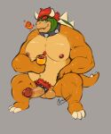  2022 accessory anthro balls belly big_belly bowser cock_ring collar erection genitals hair hi_res humanoid_genitalia humanoid_hands humanoid_penis jewelry koopa male mario_bros moobs nintendo nipples overweight overweight_anthro overweight_male penis penis_accessory penis_jewelry pubes pure_command red_hair scalie shell simple_background sitting solo spiked_cock_ring spiked_collar spiked_shell spikes spikes_(anatomy) video_games 