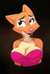  anthro big_breasts black_eyes breasts bust_portrait canid canine cleavage clothed clothing diane_foxington dreamworks dress female fox komdog looking_away mammal multicolored_body portrait smile solo the_bad_guys two_tone_body 