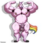  absurd_res anthro equid equine father growth hi_res horn horse male male/male mammal monstadog muscle_growth musclegut muscular parent piercing solo unicorn 