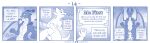  blue_and_white comic detailed_background dialogue dragon english_text female feral hi_res horn kobold larger_feral male monochrome nude size_difference smaller_female text vavacung wings 