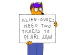  anonymous_artist anthro canid canine clothed clothing digital_media_(artwork) draw_over english_text eyewear fur glasses hair holding_object holding_sign male mammal pearl_jam sign simple_background solo text the_simpsons white_background 