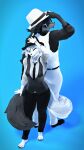 3d_(artwork) absurd_res anthro black_and_white canid canine canis clothing digital_media_(artwork) domibun duo fedora female fox hat headgear headwear hi_res kole_(domibun) looking_at_another looking_at_viewer looking_back male mammal maxine_(domibun) monochrome simple_background source_filmmaker_(artwork) suit suit_and_tie suit_jacket suits wolf