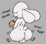  2022 anthro balls butt casual_nudity eating flint_(qoolguyart) genitals jiggling lagomorph leporid male mammal nude qoolguyart rabbit solo 