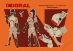  absurd_res anthro anus armpit_hair balls body_hair bodypaint butt erection flaccid foreskin front_view genital_markings genitals hi_res hyena male mammal markings measurements model_sheet nipples nude odoral567 odoral_(odoral567) orange_eyes penis plantigrade rear_view red_markings signature solo spotted_hyena spread_legs spreading tail 
