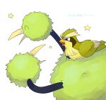  ^_^ alternate_color beak bird closed_eyes doduo green_fur highres no_humans open_mouth pidgey pokemon pokemon_(creature) shiny_pokemon star_(symbol) translation_request tyako_089 white_background 