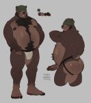  5_toes absurd_res anthro big_butt body_hair butt chubby_anthro chubby_male clothing covered_eyes feet genitals hi_res jax_(thatcatwithabat) jockstrap male mammal nipples penis roseonapot solo toes underwear ursid 
