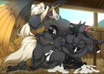 abdominal_bulge abs absurd_res ahegao animal_genitalia animal_humanoid animal_penis anthro barn big_breasts big_muscles big_penis black_body black_hair black_nipples blush bodily_fluids breasts breath doggystyle duo equid equid_humanoid equine equine_ears equine_genitalia equine_penis feathered_wings feathers from_behind_position genitals hair hands_on_hips herm hi_res hooves horn huge_breasts huge_muscles huge_penis humanoid hyper hyper_breasts hyper_genitalia hyper_muscles hyper_penis intersex intersex/intersex intersex_penetrated lactating lipstick looking_pleasured makeup mammal mammal_humanoid muscular muscular_anthro muscular_herm muscular_intersex mythological_creature mythological_equine mythology nipples olexa_vrane orgasm orgasm_face outside penetration penis ponytail questzer sex size_difference stella_(eongander) tongue tongue_out unicorn unicorn_horn unicorn_humanoid white_hair winged_unicorn wings