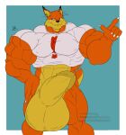  abs anthro balls biceps big_balls big_penis bobcat bubsy bubsy_(series) bubsy_bobcat cocky_smile dischimera disneyishchimera felid feline genitals half_hard hi_res huge_balls huge_penis hyper hyper_balls hyper_genitalia hyper_penis looking_at_viewer lynx male mammal muscular muscular_arms muscular_male muscular_thighs navel nipples pecs penis solo thigh_clothing triceps video_games 