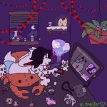 1:1 ambienesia_(artist) anthro anus arthropod baggy band-aid band-aid_on_arm band-aid_on_leg bandage bandaged_arm beverage big_plushie black_hair blinds blood blue_clothing blue_underwear bodily_fluids bong butt cable cain_(ambienesia) carpeted_floor christmas_lights cigarette cigarette_in_mouth clothing colored_smoke controller cookie crab crab_plushie crustacean decapoda domestic_cat drugs electronics energy_drink felid feline felis female femboy flower food fungus fur game_controller genitals gravy_(ambienesia) gynomorph hair hand_on_butt hi_res intersex joint lagomorph leporid lighter looking_at_porn malacostracan male mammal marijuana marine messy_room mushroom night nightlight nintendo nintendo_64 nintendo_64_controller nintendo_console nintendo_controller object_in_mouth pawpads phone pill_bottle pills plant plushie pornhub pornography poster pussy rabbit razor_blade reaching_for_object shelf shrooms smoke solo trixie_(ambienesia) underwear underwear_on_floor watching_television white_body white_fur window_curtains window_sill