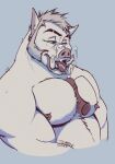 beard body_hair chest_(disambiguation) facial_hair hi_res male muscular nipples orc pecjob pecs piercing sex snout tongue tusks