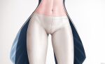  1girl artist_name ass_visible_through_thighs close-up coattails cowboy_shot genshin_impact highres jean_(genshin_impact) lower_body navel pants simple_background solo stomach thighs tight tight_pants white_background white_pants z282g 