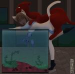 anthro anthro_on_feral anthro_penetrated aquarium bestiality breastfeeding_during_sex clothed clothing clothing_around_legs domestic_cat duo felid feline felis female feral feral_penetrating feral_penetrating_anthro fish footwear from_behind_position happy hi_res male male/female mammal marine panties panties_around_legs penetration raindancer raised_clothing raised_shirt raised_topwear sex shirt socks tongue tongue_out topwear underwear underwear_around_legs vivarium