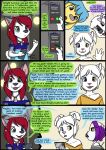  2020 anthro biped bound clothing collaboration comic detailed_background dialogue english_text female fur group hair hi_res kammypup kammypup_(artist) phone runt_(artist) shirt speech_bubble standing text topwear young 