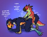  alien anthro avian barruk bird cariamiform doggystyle duo embarrassed forgiearts from_behind_position hi_res lizard male male/male reptile scalie sex size_difference small_dom_big_sub terror_bird tucakeane 