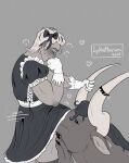  anthro asterius_(hades) bottomwear clothing duo fellatio hades_(game) hi_res human humanoid lykostherium male male/male mammal oral penile sex skirt taur theseus_(hades) 