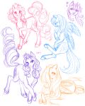  absurd_res blush crashappy cutie_mark earth_pony equid equine eyelashes feathered_wings feathers female feral fluttershy_(mlp) friendship_is_magic group hasbro hi_res hooves horn horse lying mammal monochrome my_little_pony pegasus pinkie_pie_(mlp) pony quadruped rainbow_dash_(mlp) rarity_(mlp) sketch standing tongue tongue_out twilight_sparkle_(mlp) unicorn wings 