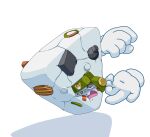  anthro armor bandai_namco boots cartoon_physics clothing digimon digimon_(species) digimon_frontier disembodied_hand dlrowdog footwear headgear helmet kumamon snow snow_sculpture snowman spiral_eyes white_body 