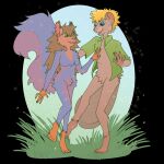  anthro beaver blue_body blue_eyes blue_fur breasts brown_body brown_fur duo female fur giant_squirrel green_eyes hi_res indian_giant_squirrel kitsunokii lily_squirrel male male/female mammal nude ponder_beaver_(character) purple_body purple_fur rodent sciurid tree_squirrel yellow_body yellow_fur 