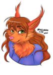  2020 anthro brown_hair bust_portrait carykaiba ear_tuft embarrassed female fur giant_squirrel green_eyes hair indian_giant_squirrel lily_squirrel mammal pink_nose portrait purple_body purple_fur rodent sciurid simple_background solo tree_squirrel tuft whiskers white_background 