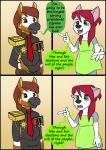  2021 anthro biped clothing collaboration comic detailed_background dialogue duo english_text female fur hair kammypup kammypup_(artist) male runt_(artist) shirt standing text topwear young 