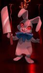 2022 ambiguous_gender anthro bow_tie buckteeth digital_media_(artwork) eyelashes female five_nights_at_freddy&#039;s hi_res holding_knife holding_object imminent_death knife lagomorph leporid looking_at_viewer malengil_(artist) mammal patch_(fabric) rabbit red_eyes scottgames seam_(sewing) short_stack smile solo teeth vanny_(fnaf) video_games whiskers 