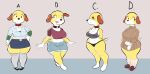  absurd_res anthro canid canine canis clothing collar domestic_dog embarrassed female footwear fur hi_res mammal martha_lorraine martha_speaks oversized_sweater shoes small_shirt socks solo thick_thighs toonarscontent wide_hips work_uniform yellow_body yellow_fur 