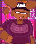  absurd_res anthro big_breasts bow_wow_(mykendyke) breasts brown_body brown_fur canid canine canis clothing domestic_dog english_text exclamation_point eyebrows female fur hand_on_hip hat headgear headwear hi_res looking_at_viewer mammal markings mole_(marking) mykendyke open_mouth poodle question_mark raised_eyebrow shirt solo text text_on_clothing text_on_hat text_on_headwear topwear 