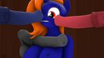  anthro blue_body blue_skin equid equine fan_character female friendship_is_magic genitals group hair hasbro heart_taker hi_res horn imminent_gangbang male male/female mammal my_little_pony nipples orange_hair penis penis_on_breast penis_on_face red_eyes skippyarts unicorn 